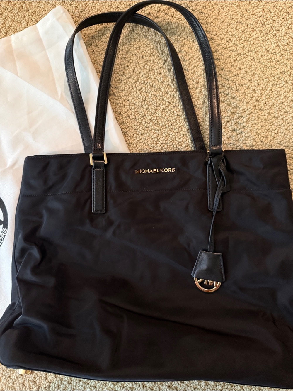 Michael Kors Black Nylon Tote with Gold Accents